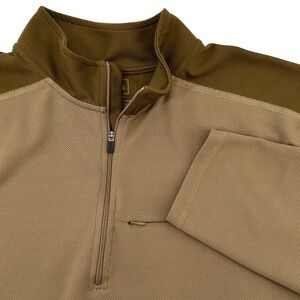 L.L.Bean Mens XL Beige Brown 1/4 Zip Long‎ Sleeve Performance Pullover Shirt